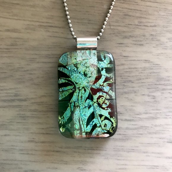 Jewelry - Artisan-made fused glass pendant necklace